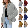 Женская повседневная однотонная свободная куртка с лацканами на пуговицах больших размеров