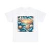 Унисекс Футболка для взрослых Ракушки Перья Синяя Панорама Пляж Морское Побережье Лето