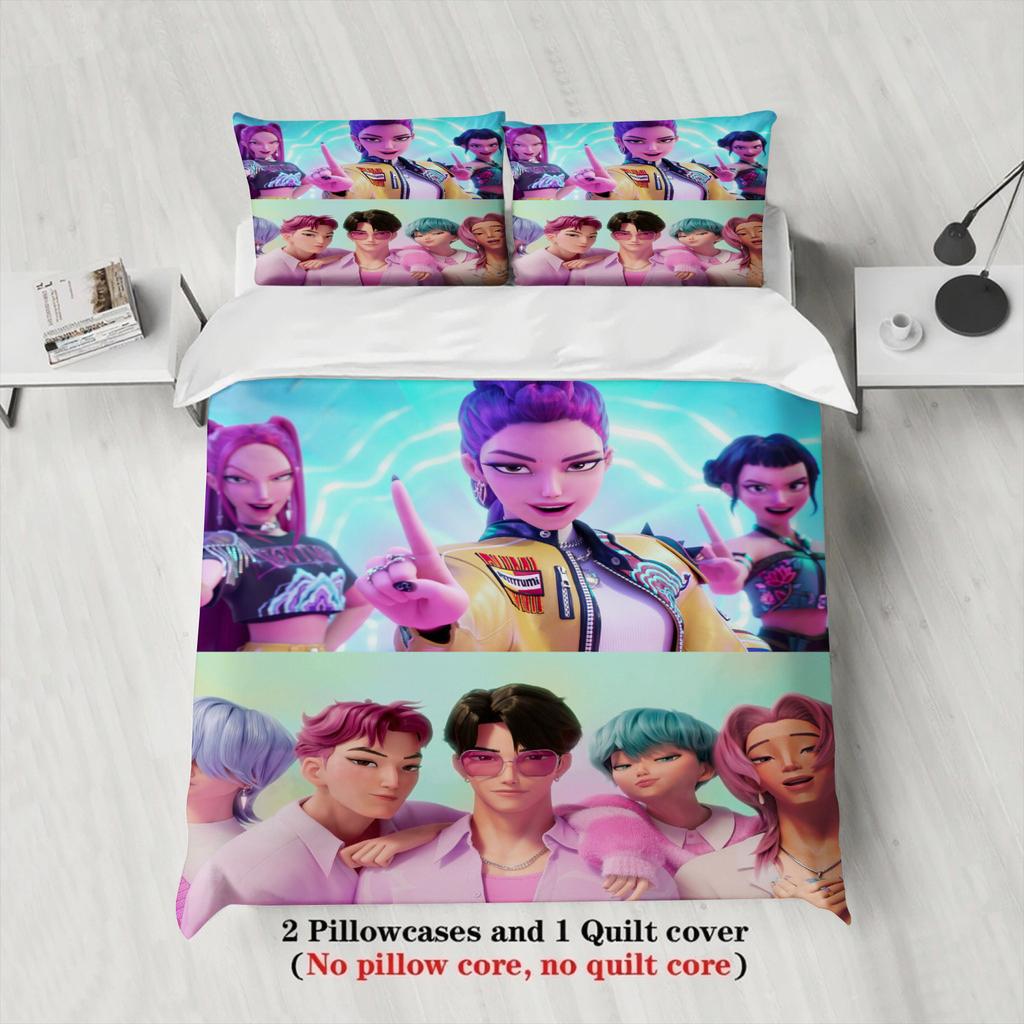 Зои Охотники на демонов K-pop Девушки Парни Группа Принт Бессердечное Пододеяльник Мульти Размер Спальня Общежитие Праздничное Постельное Белье Декорация