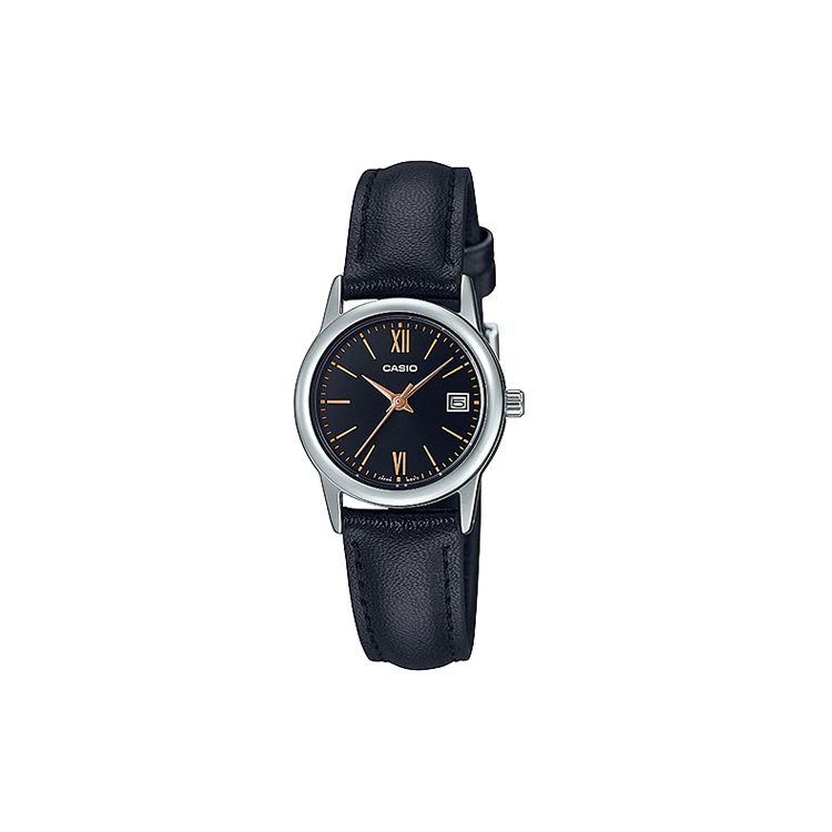 Casio Стандартная серия Минималистичные Ретро Маленькие Круглые Часы Женские Часы Черные LTP-V002L-1B3