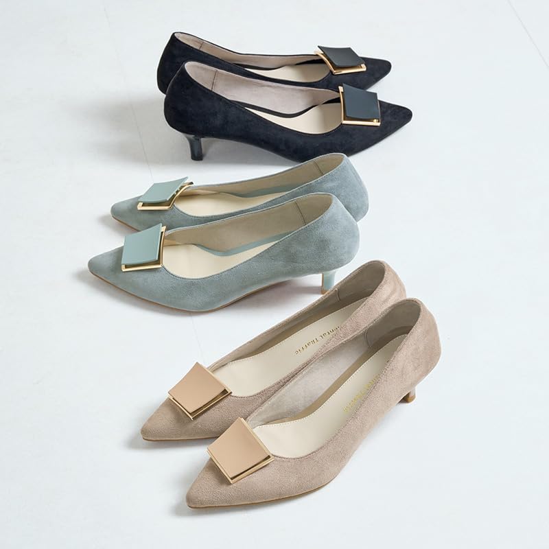 Острый средний толстый носок с 42305 см [Oriental Traffic] Туфли-лодочки, носок, каблук, амортизация, амортизация, мотив, съемный, 2-сторонний, женские, СИНИЙ, 22.5