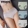 5Piece/Lot Mid-High Waist Cotton Crotch Lace Breathable Tummy Large Size Women's Triangle Pants