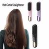 USB Rechargeable Electric Hair Brush Anti-Scald Design Hot Comb Straightener  Home Use