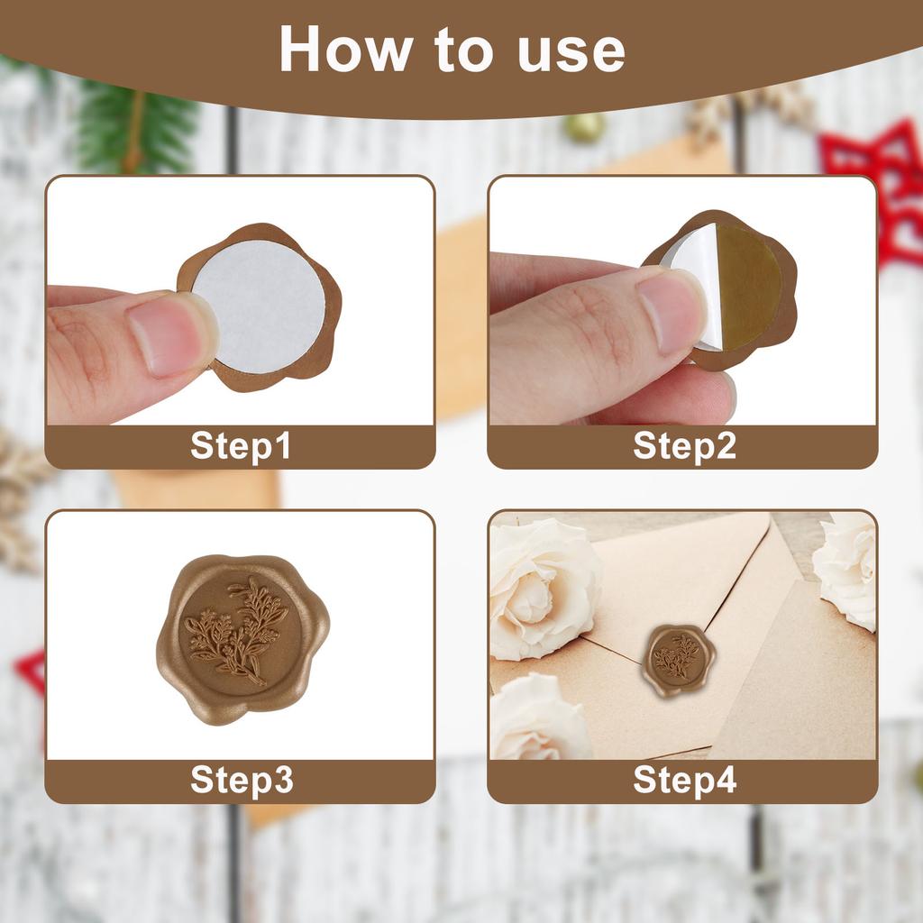 50Pcs Wax Seal Stickers Self Adhesive Retro Embossed Pattern Wax Seal Stamp Sticker Invitation Gift Wrapping Cards Seal Sticker