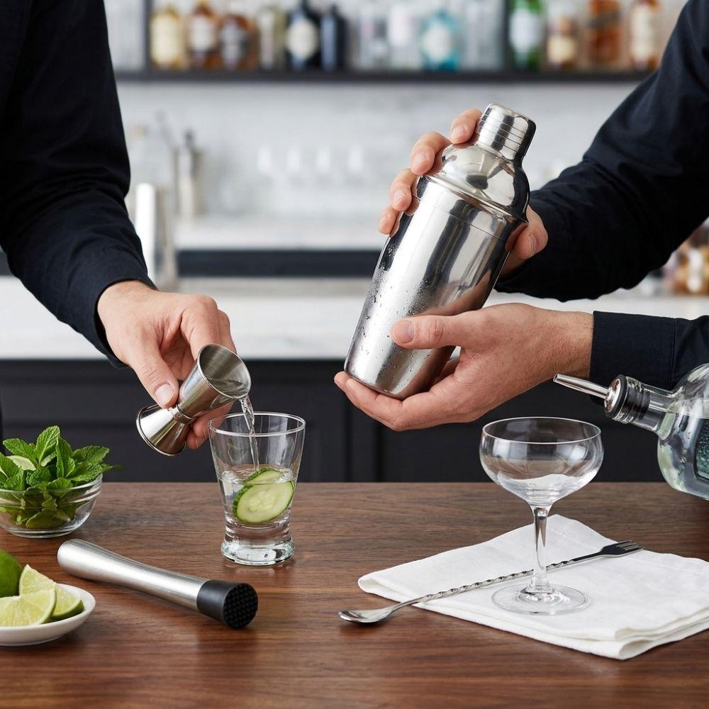 6 piece 750ml Cocktail Shaker Set Stainless Steel Drink Mixing Kit Practical Bartender Kit Bar