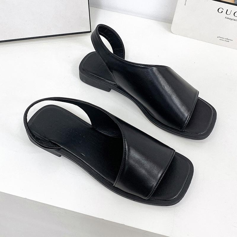Flat Bottomed Casual Sandals for Women, New Style for Outerwear, Plus Size, Square Heel, Square Toe, Saroma Sandals