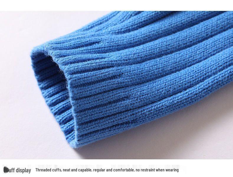 Мужской облегающий вязаный флисовый свитер с длинным отложным воротником