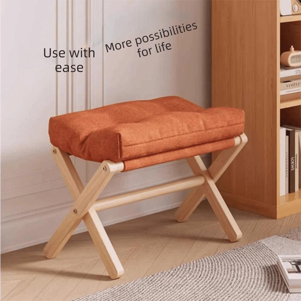 Cotton-filled Cushion Footstool Compact Design Folding Stool Shoe Changing Stool Entryway Use