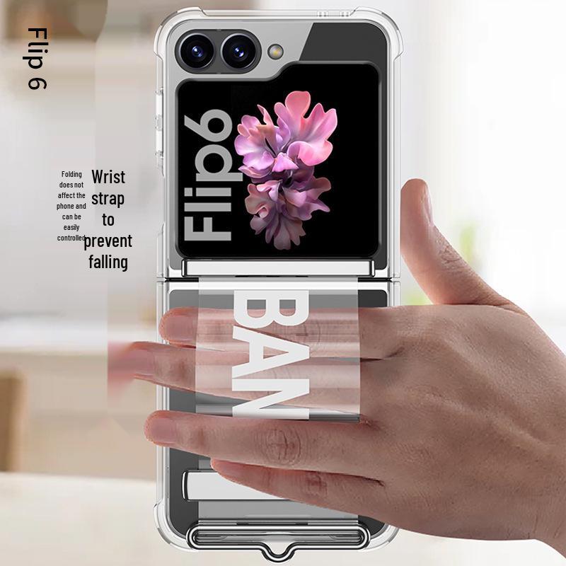 Samsung Z Flip6 Ремешок на запястье с подушкой безопасности Ультратонкий прозрачный чехол для телефона