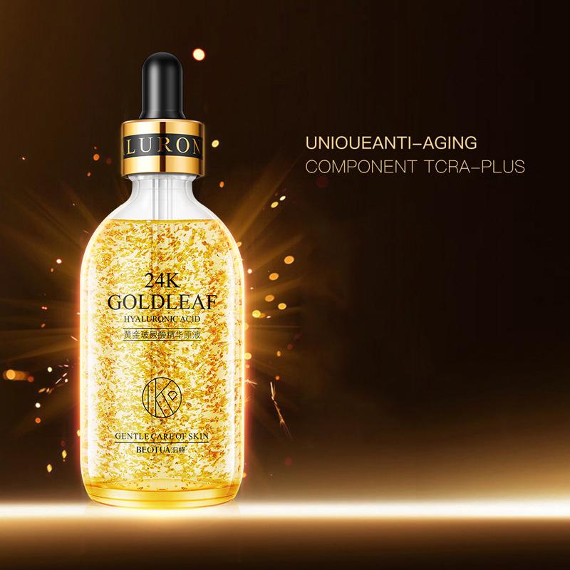 Сыворотка для лица с гиалуроновой кислотой 24k Gold, контролирующая жирность, разглаживающая, омолаживающая, осветляющая