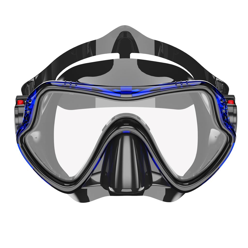 Diving Mask Swimming Goggles Scuba Snorkel Silicone Skirt Tempered Glass Panoramic HD for Adult Youth Anti-Fog with Nose Cover