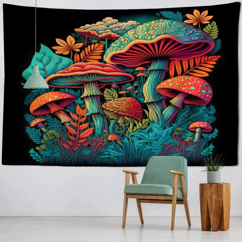 Mushroom Castle Forest Pattern Tapestry Home Wall Decoration Tapestry Bedroom Living Room Tapestry