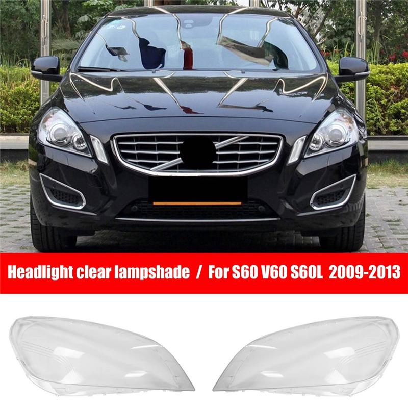 Для Volvo S60 S60L 2009-2013 Крышка передней фары 1 пара Корпус плафона Замена прозрачной стеклянной линзы