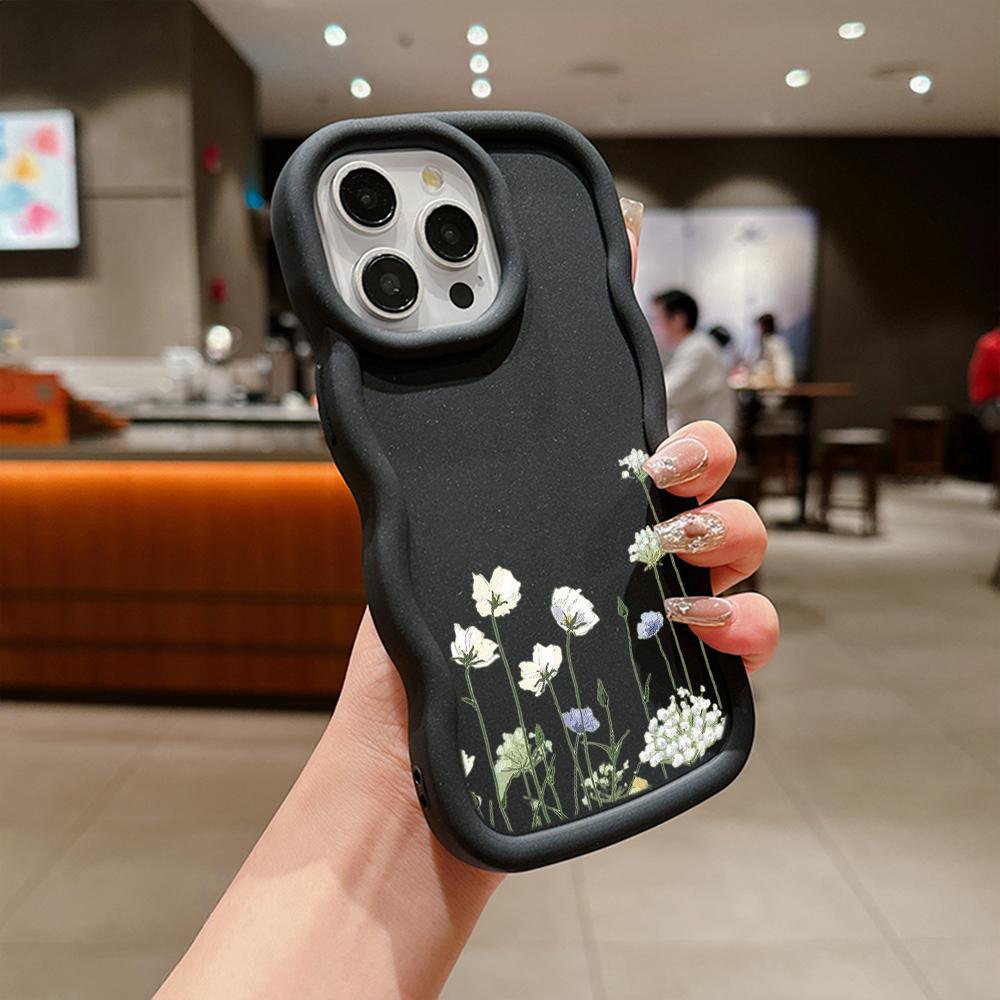 Чехлы для телефонов N93 Peony Macaron Wavy Edge для iPhone 16 Pro Max Samsung S24 Plus S23 Ultra A35 A55 A05s Xiaomi Redmi Note 13 Honor Противоударный чехол