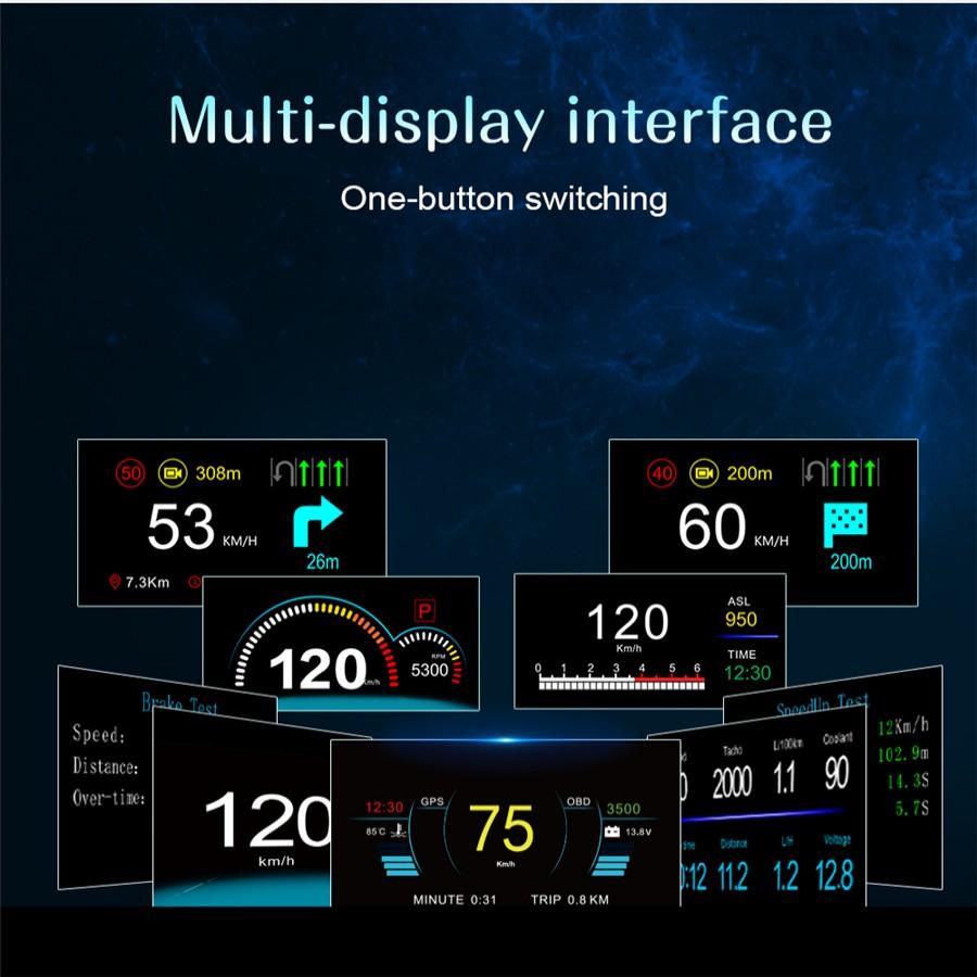 Зеркало Head Up Display OBD2 GPS Автомобильный проектор скорости спидометр с навигацией
