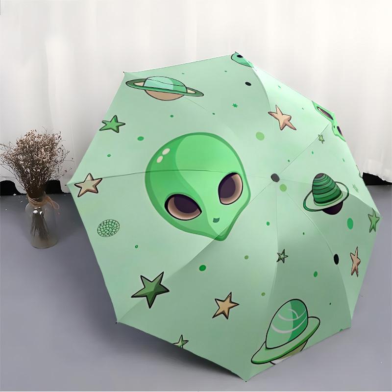 1pc Alien Space Theme Automatic Umbrella - 8-Rib Foldable Design, Outdoor Adventures, and Family Celebrations yy250829067