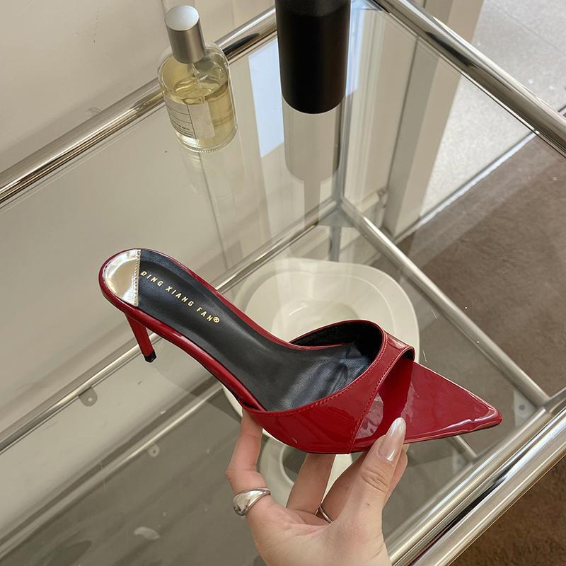 Летние тапочки женские удобные мюли на высоком каблуке шлепанцы модные сандалии с открытым носком роскошные гладиаторские сандалии Zapatos Mujer