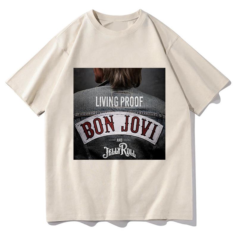 2026 Bon Jovi Jelly Roll Living Proof Album T-shirts Harajuku O-neck Casual Aesthetic Shirt Pur