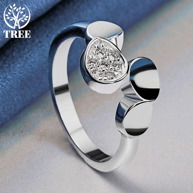 Ювелирные изделия из круглого кольца из стерлингового серебра 925 пробы с цирконом AAA