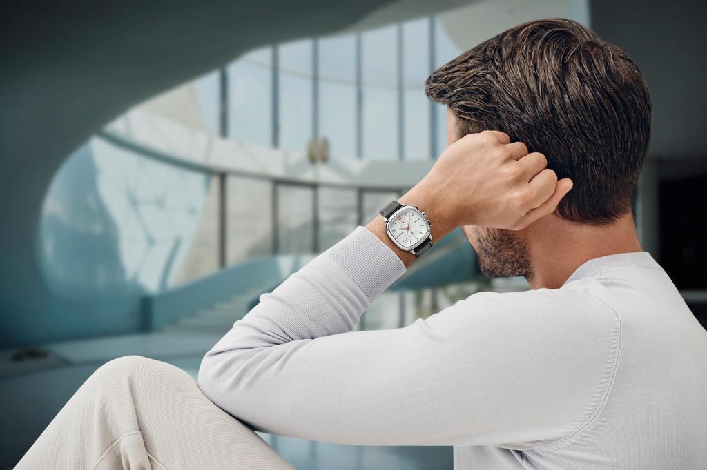 WENGER VINTAGE CLASSIC CHRONO Watch Chronograph Stainless Steel Case White Dial Black Recycled Leather Strap Chronograph Quartz 50m Water Resistant