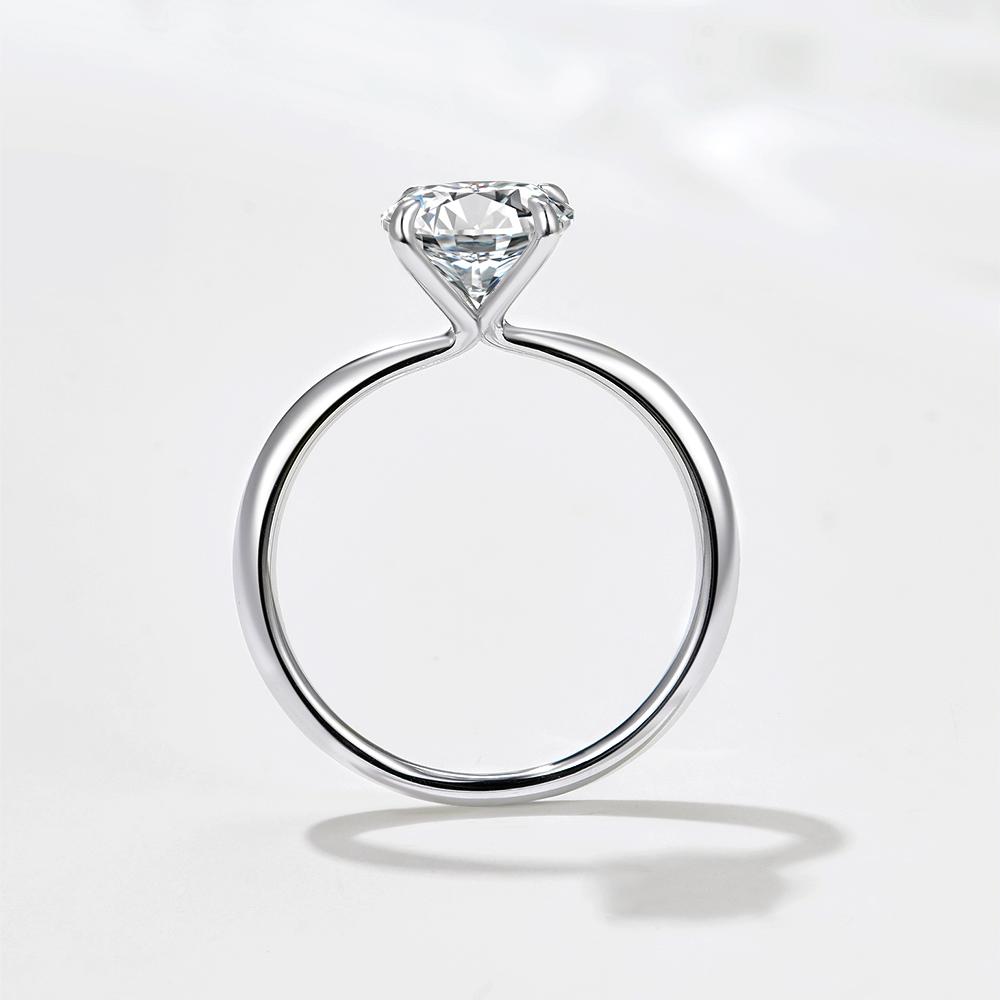 Peishang Jewelry Кольцо из стерлингового серебра 925 пробы, изогнутое, тонкое, гладкое, с четырьмя зубцами, с круглым муассанитом