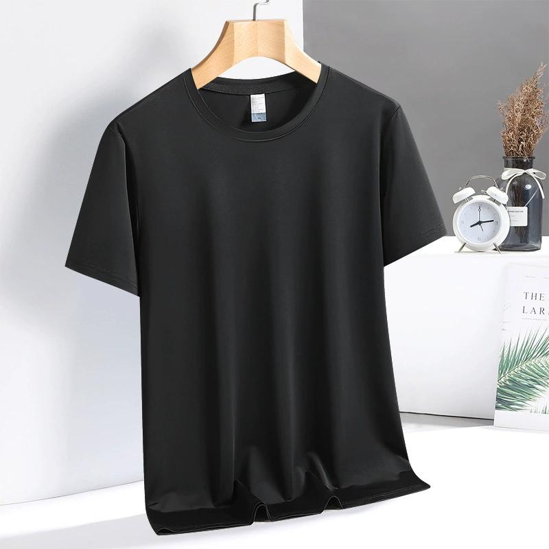 Ice Silk Short Sleeved T-shirt with Breathable Top Inside, Men's Round Neck Half Sleeve Casual