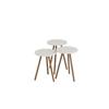 Colorful Triple Nesting Coffee Table Wooden Legs Round Pastel Design White