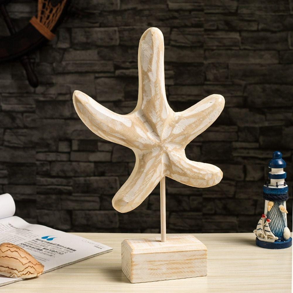 Starfish Sea Wood Sculptures Conch Wood Carving Marine Crafts Bedroom
