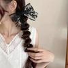 Черная Кружевная Заколка-Резинка для Волос со Спиральным Шнуром и Бусинами, Элегантное Плетеное Украшение для Хвоста с Цветочными Бусинами для Повседневных и Вечерних Причесок