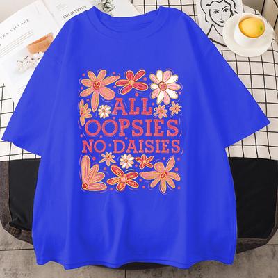 Футболка с принтом 'All Oopsies No Daisies' для женщин и мужчин, повседневная, с круглым вырезом, летняя, футболка про ментальное здоровье, смешные ретро-футболки с цветами