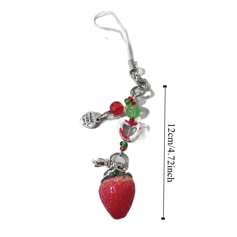 Acrylic Strawberry Keychain Pendant Bag Hanging Car Keyring Strawberry Beads Phone Chain Gifts