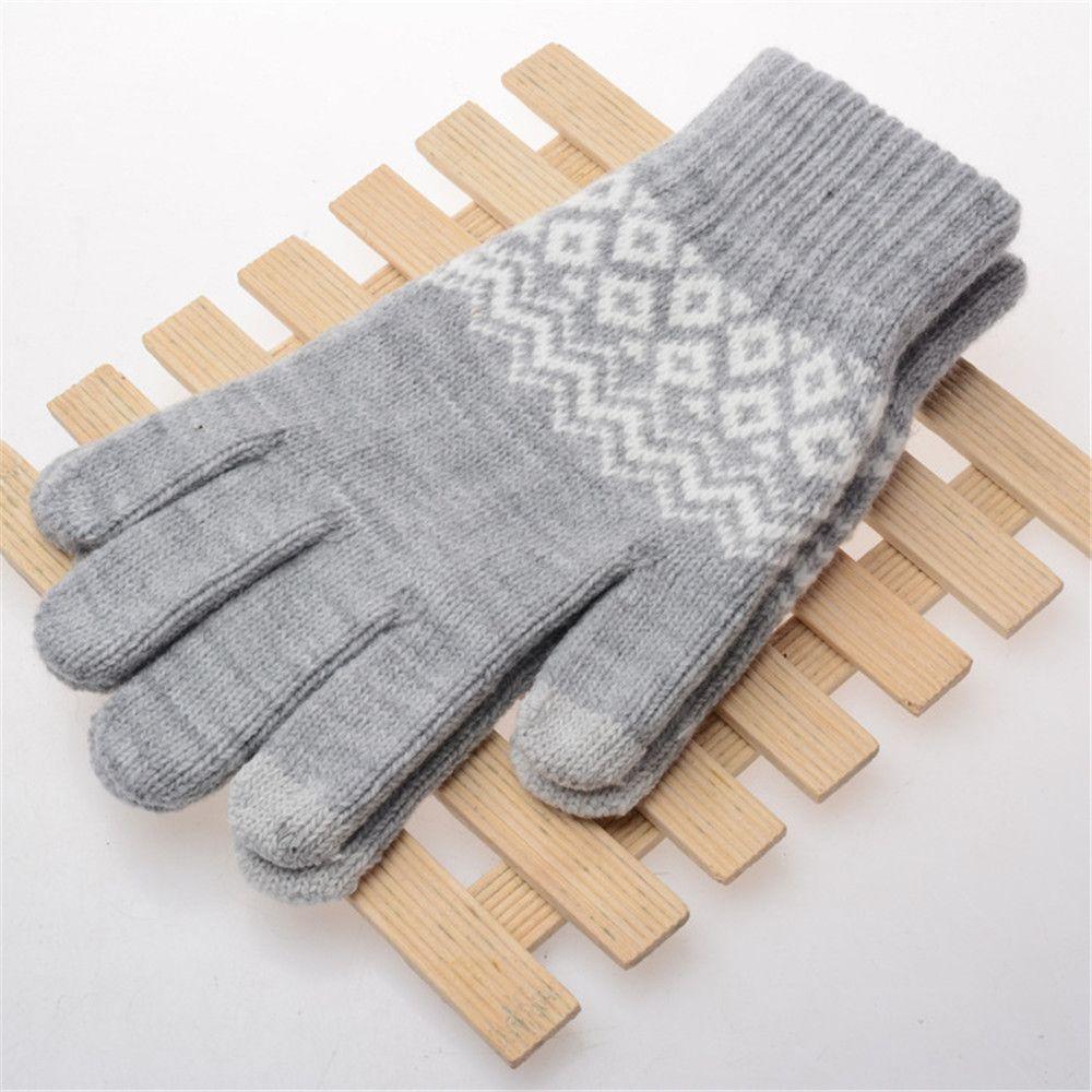 Outdoor Elastic Cuff Soft Wool Winter Gloves Warm Knit Gloves Touch Screen Gloves Mittens