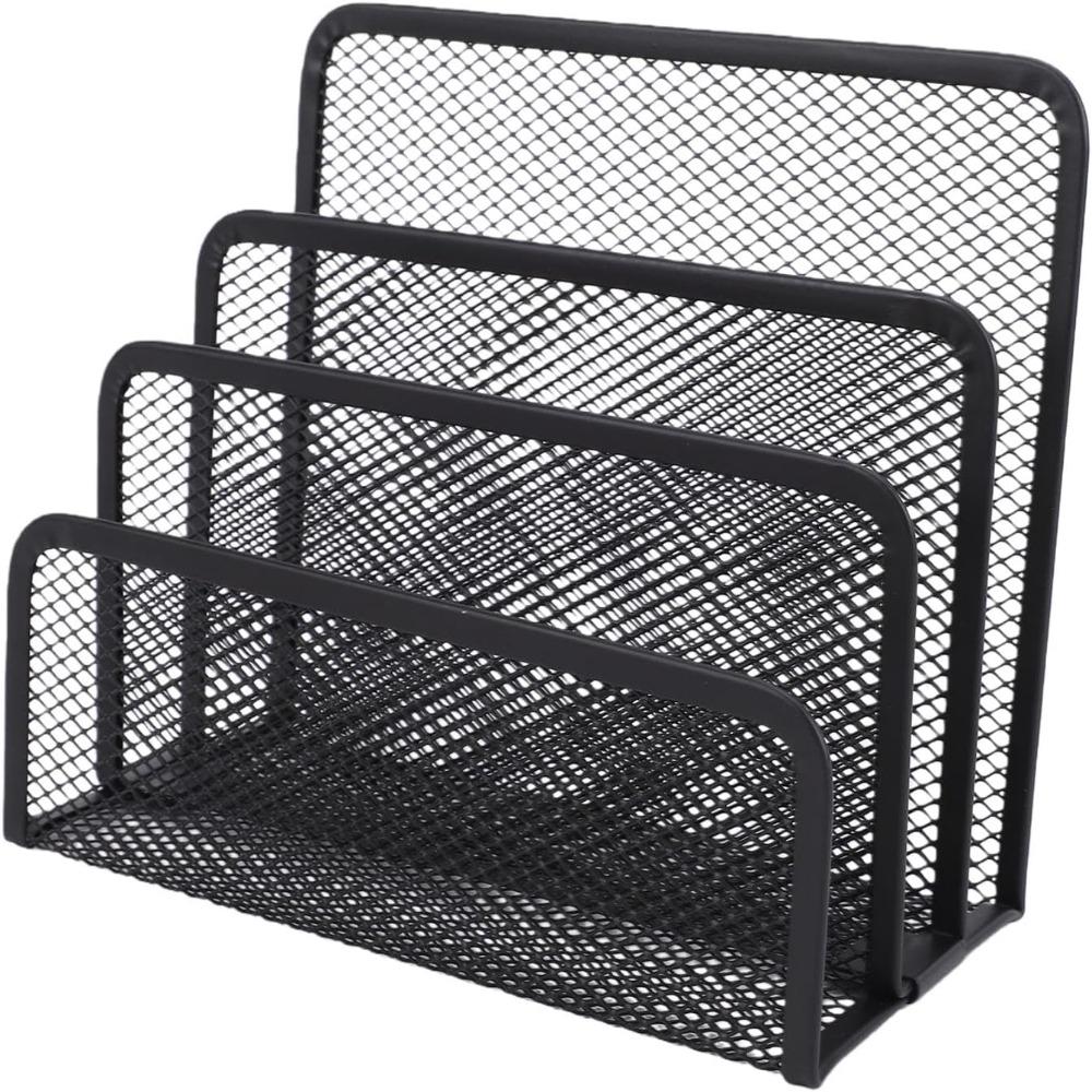 Iron Mail Organizer Countertop Black Document Sorter Tray Paper Letter Holder Home Office Use