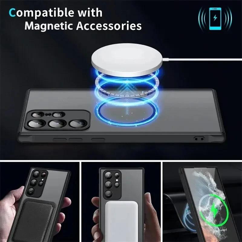 Магнитный чехол для Samsung Galaxy S25 S24 S23 S21 S20 Ultra Plus FE Чехлы для Magsafe для Samsung S22 Note 20 Ultra 10 Plus Чехол