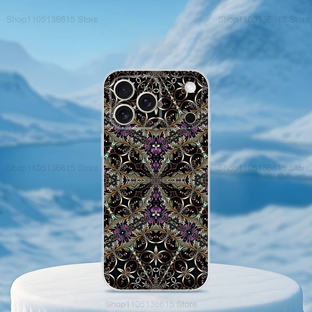 Colorful Mandala Pattern Case For iPhone Max,14,16,X,13,XR,SE,12,15,Pro,17,Plus,11,XS,Mini Transparent Soft Cover