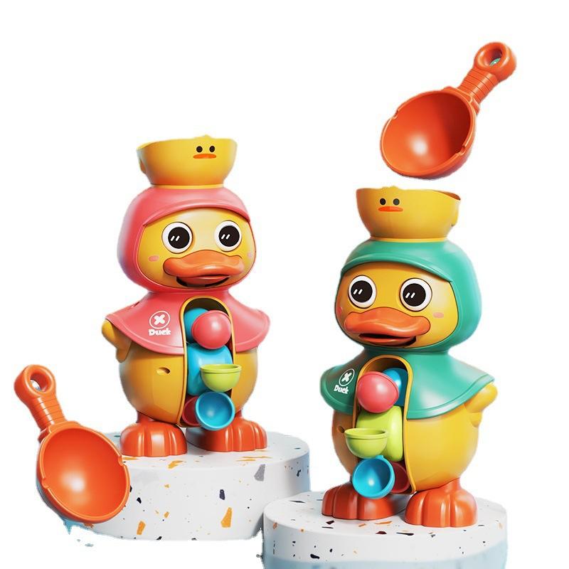 Милые утки для ванны, игрушки для малышей 1-4 лет, с вращающимися водяными колесами, в ванную комнату, на присосках, детский душ, ванна
