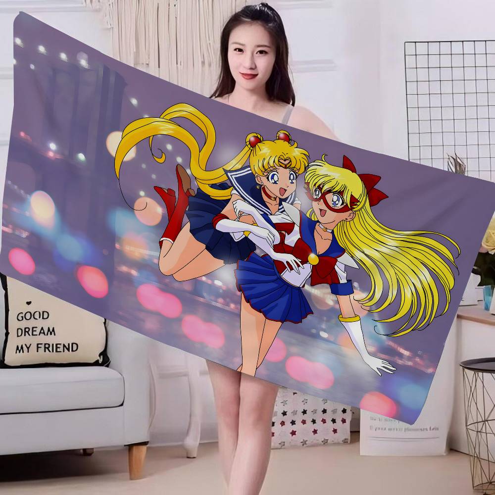 S-Sailor M-Moon Микрофибровое одеяло Быстросохнущие пляжные полотенца Большой размер Печать Супервпитывающее полотенце-одеяло для бассейна