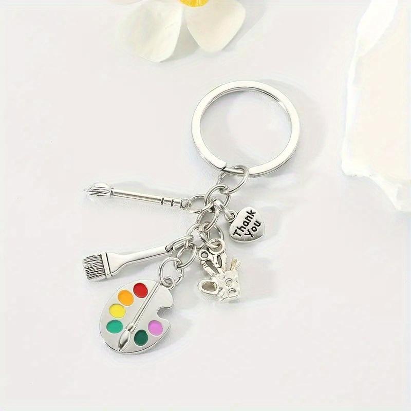 1pc Paintbrush Love Pen Holder Pendant Keychain Letter Drawing Board Palette, Graduation Season Teacher's Day Thanksgiving Gift, Backpack Pendant