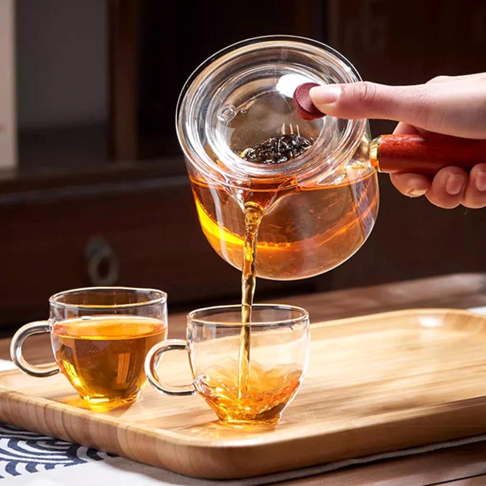 Высококачественный термостойкий стеклянный чайник для заваривания чая, чайник для пуэра, кофейный стеклянный чайник с длинной ручкой, удобный фильтруемый чайник