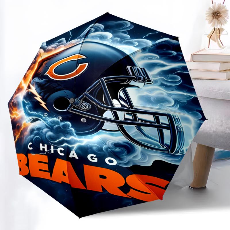 Printed Chicago Bears logo Folding Umbrella,Outdoor,Leisure,And Travel Umbrella,Durable Umbrella Fabric,Birthday And Holiday Gift