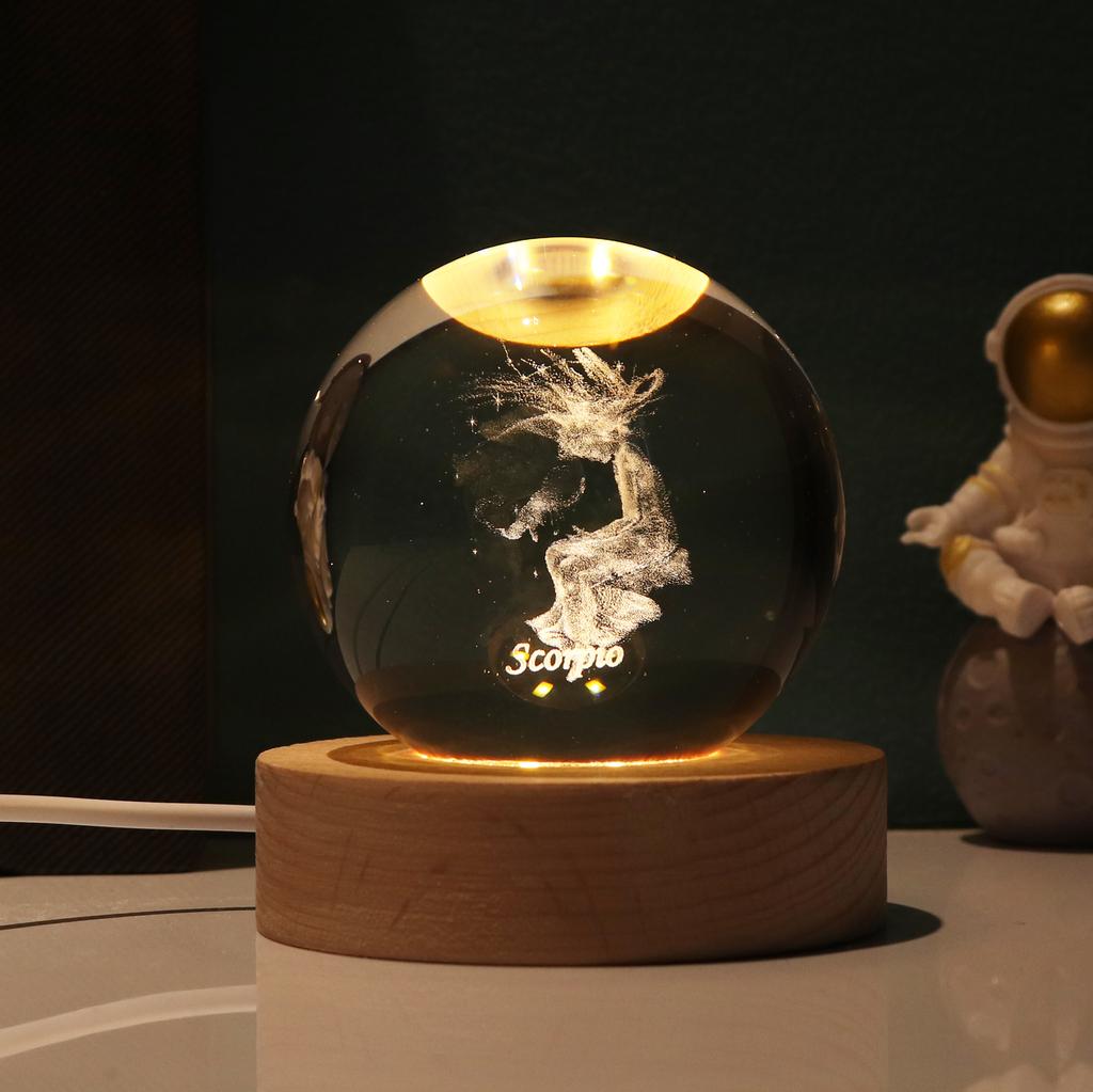 12 созвездий, маленькие ночные светильники, светящийся хрустальный шар, настольные декоративные светильники, украшения, маленькие ночные светильники на день Святого Валентина