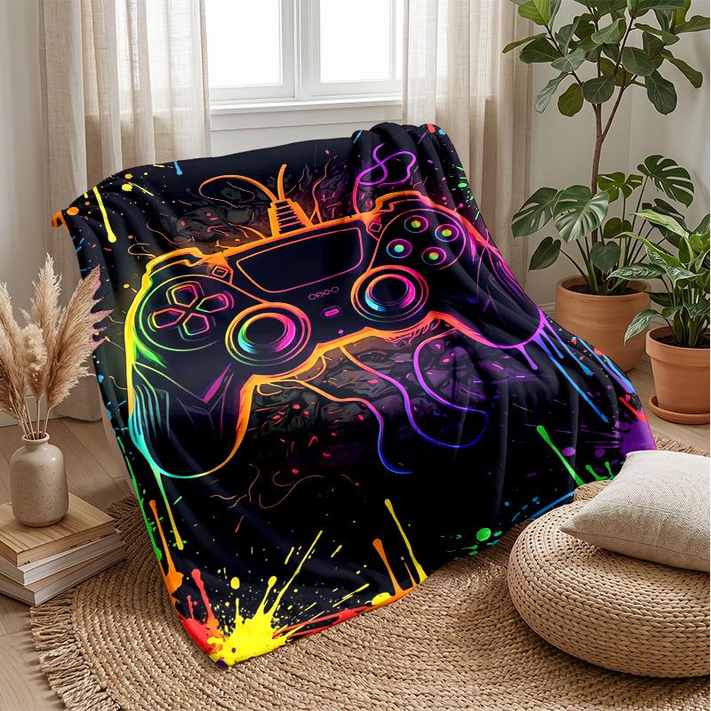 Neon Game Controller Art Theme blanket Lightweight Warm Flannel Blanket Decorative Throw Blanket for Home Decoration