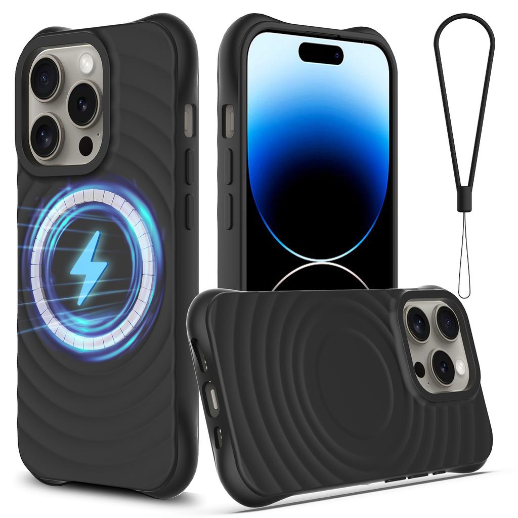 For iPhone 14 Pro Case Water Ripple Texture Liquid Silicone Slim Phone Shell Compatible with MagSafe