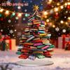 Book Christmas Tree Ornaments, Christmas Ornaments For Book Lovers, Stacked Books Tree, Acrylic Material