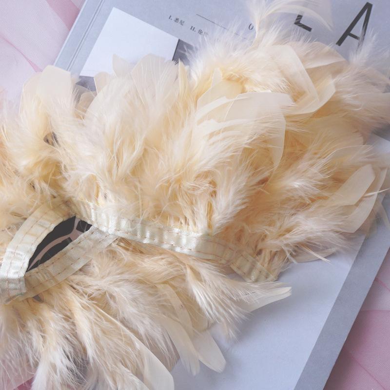 Encrypted Turkey Feather Fire Piece Feather Cloth Edge Skirt Lace Feather Lamp Diy Dance Clothes Accessories Decorative Materials