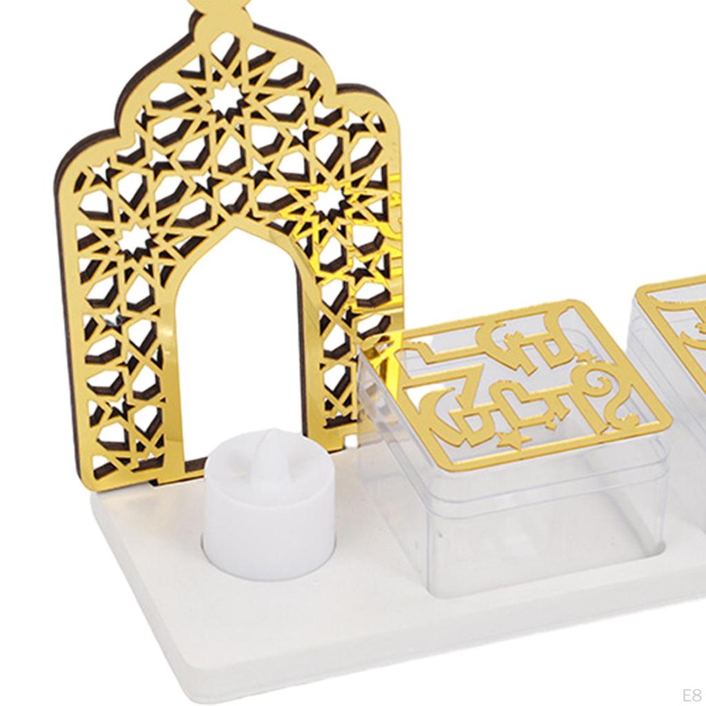 Украшение стола Рамадан, акриловый поднос с фруктами, еда, домашнее искусство, ремесло с беспламенной свечой, столешница