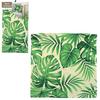 [Q2185] - 'Jungle' Beige Green Cotton Cushion Cover (tropical Leaves) - 40x40 Cm
