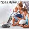 Портативный CD-плеер со встроенными стереодинамиками, Bluetooth 5.1, перезаряжаемая батарея 1500 мАч, поддержка воспроизведения CD/MP3/USB, защита от скачков, настройки эквалайзера