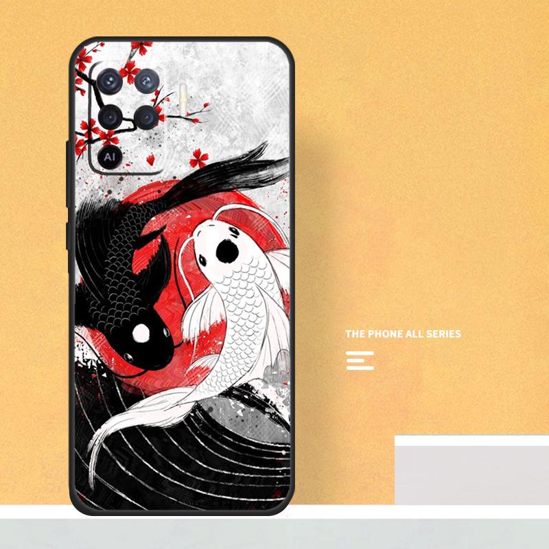 Koi Fish Yin Yang Case For Oppo A74 A94 A54 A15 A17 A57 A6 A5 Pro A16 A76 A96 A40 A60 A80 A18 A38 A58 A78 A98