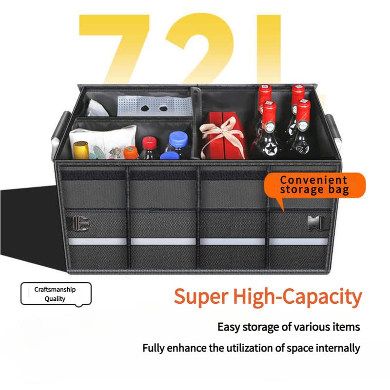 Heavy-Duty 72L Trunk Organizer for Car Large-Capacity Foladable Storage Box High-Density Oxford Cloth Waterproof Car Organizer